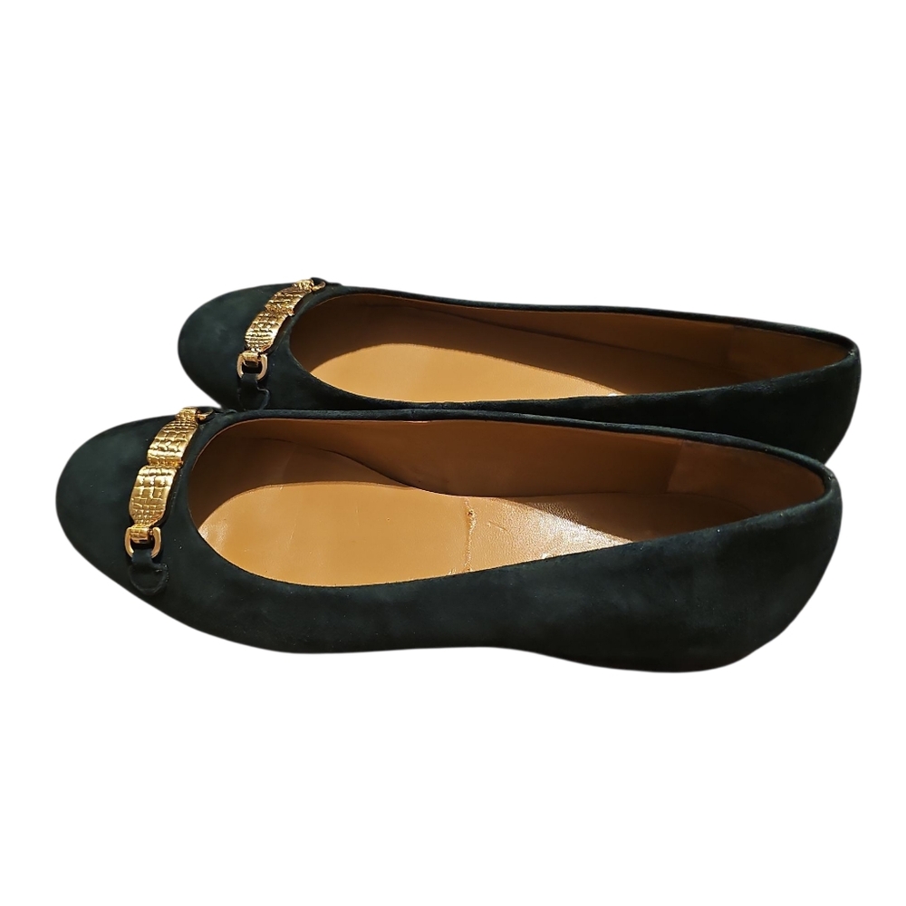 Talbots Evergreen Candice 2 Suede Shoes Flats Sz 7 Gold Detail SH380 - Picture 6 of 6